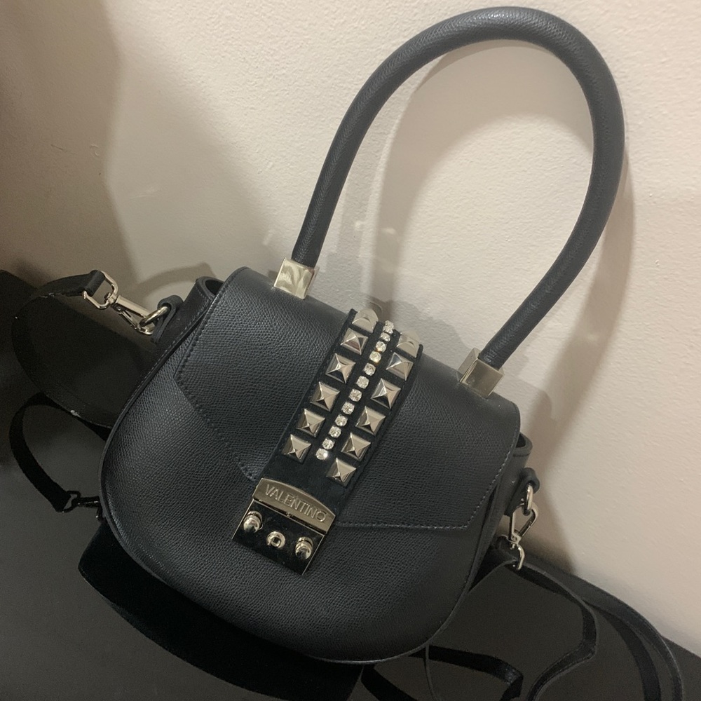Leather Rockstud Saddle Bag